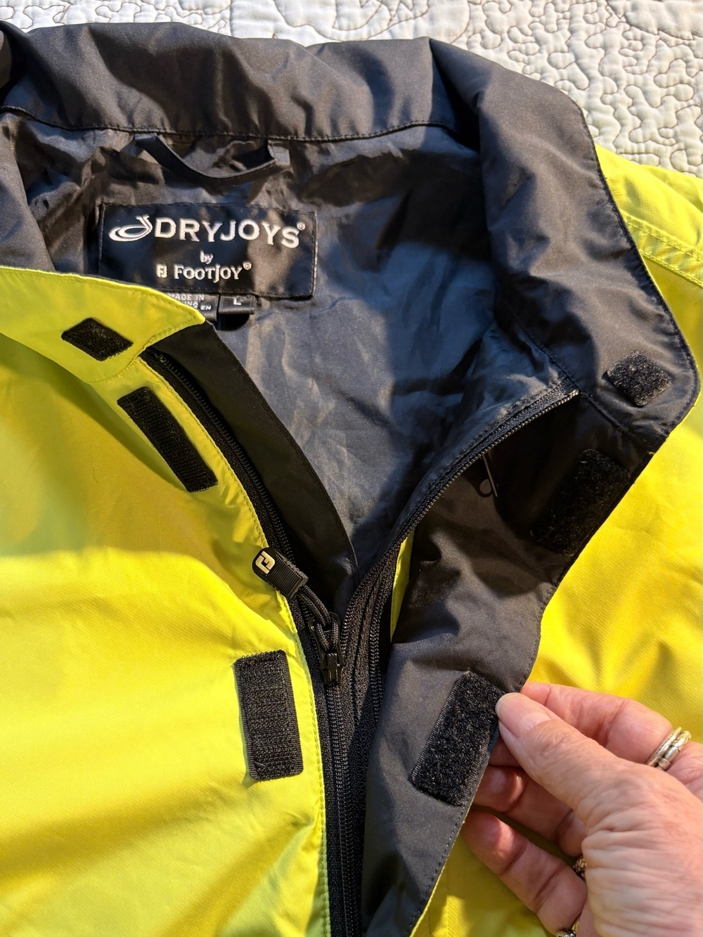 💥DryJoys by FootJoy Golf Jacket Lime Black Short Sleeve 1/4 Zip Sz L🧡 - Picture 9 of 12